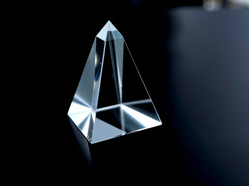 Lichtbrechung durch Glasprisma auf schwarzem Grund